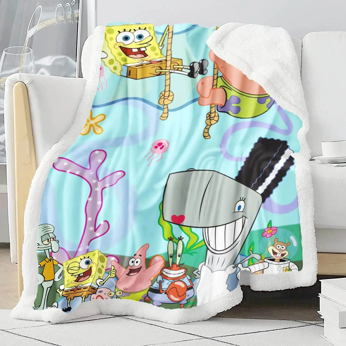 Spongebob Sandy Cheeks & Pearl Krabs Kids Throw Blanket Zirconic