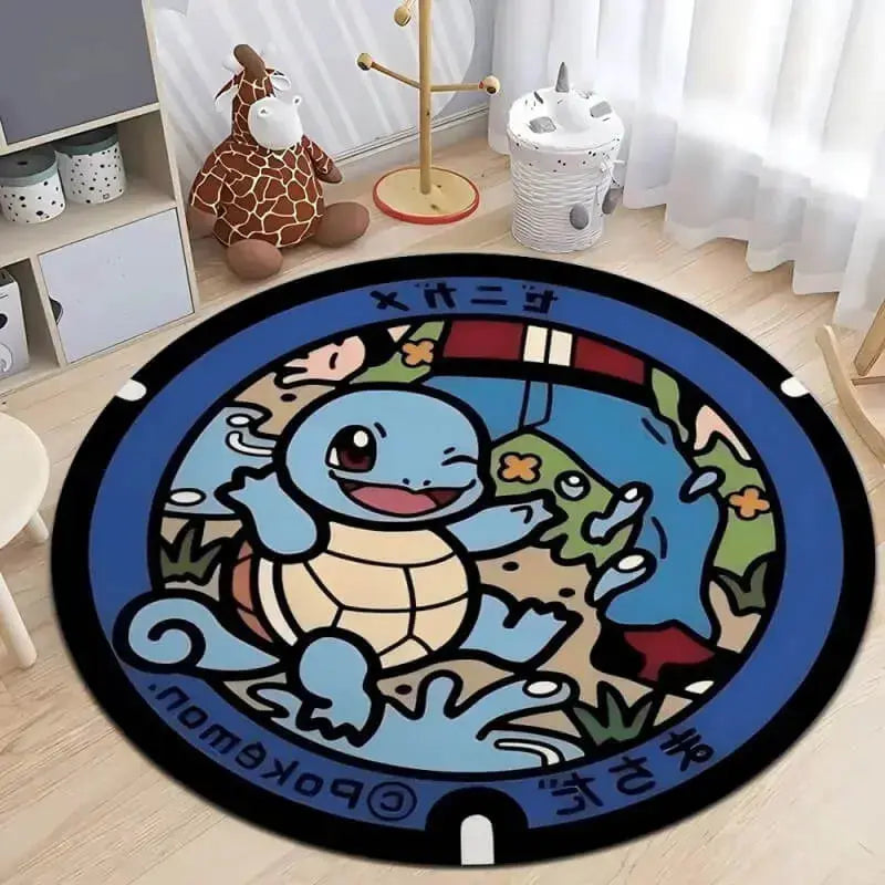 Soft round rug with non-slip base placed in a cozy living room