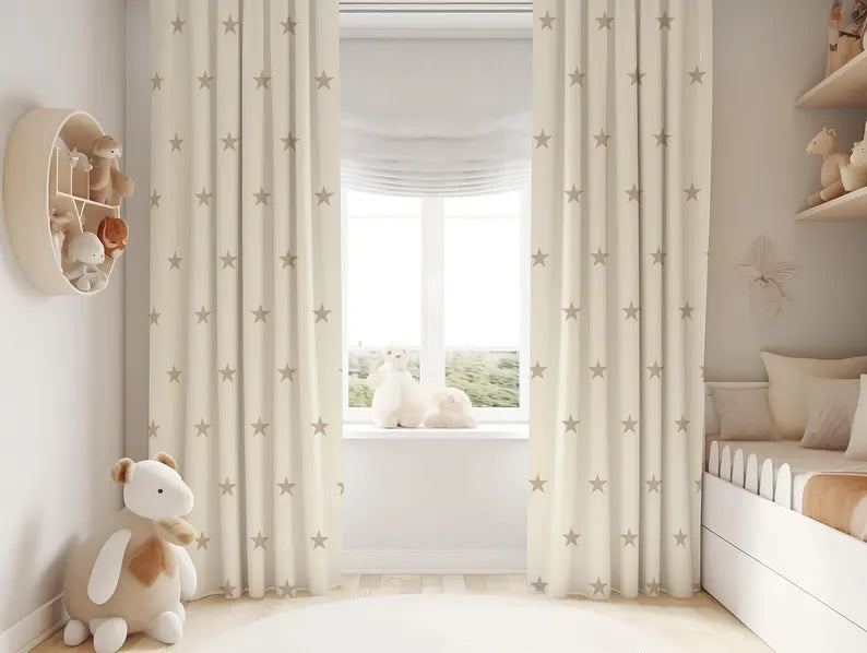 Star Print Nursery Curtains: Modern Minimalist Window Decor
