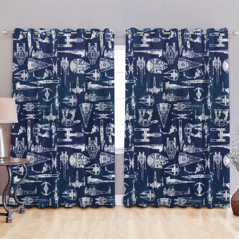 Star Wars Curtains, Disney Movie Door Curtains, Space Ship Battle Bedroom Curtains, Living Room Curtain, Home Decor