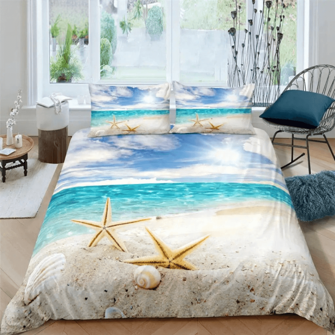 Starfish seaside coastal 3D bedding set for home decor