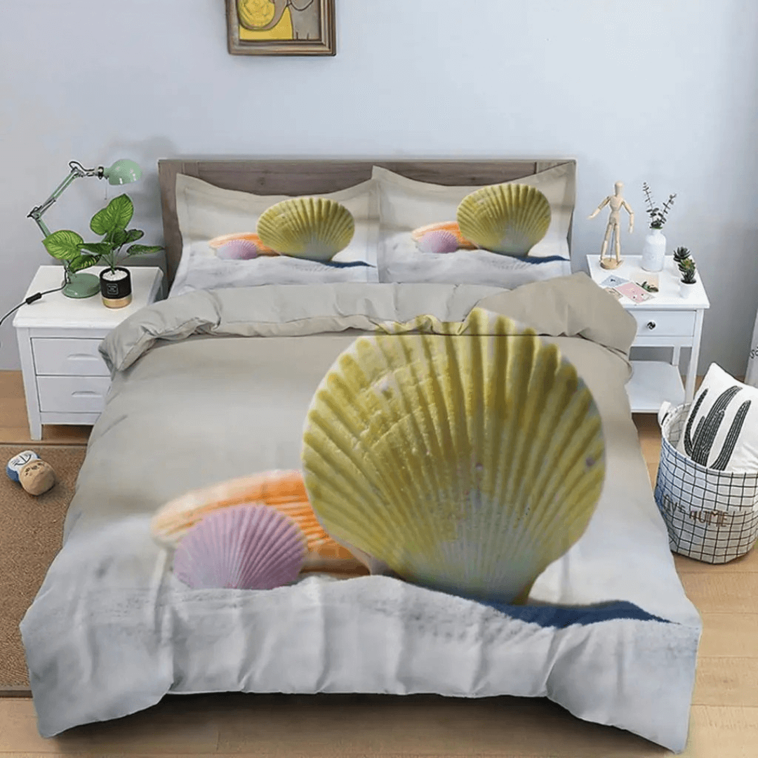 Starfish print 3D quilt cover ocean bedding set
