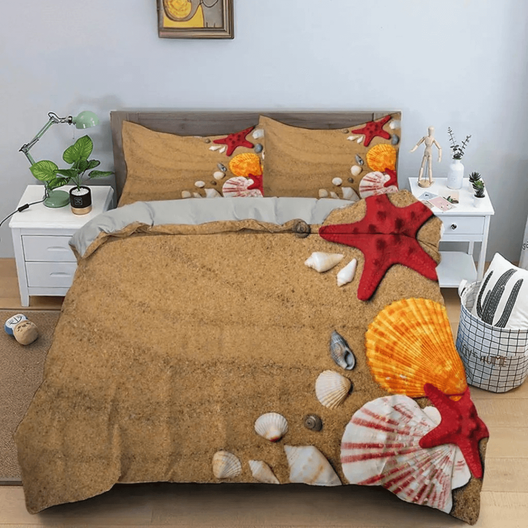 Starfish coastal ocean view 3D bedding set