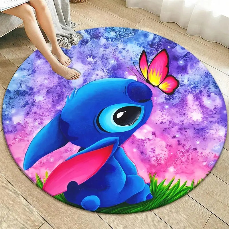 Cute stitch character printed circle floor mat in flannel