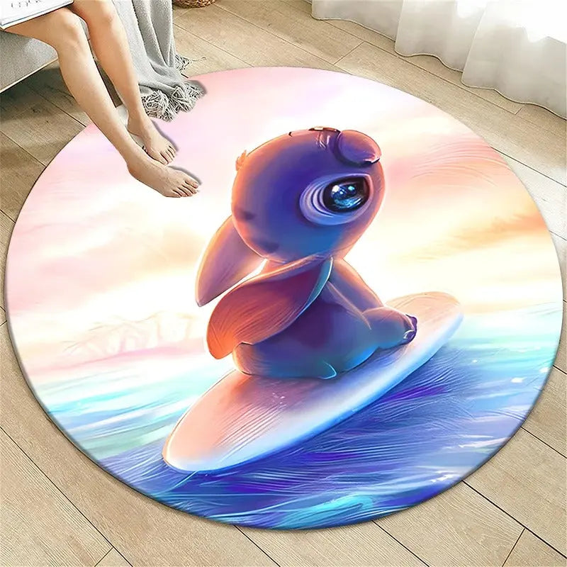 Cartoon Stitch flannel floor mat for meditation or yoga
