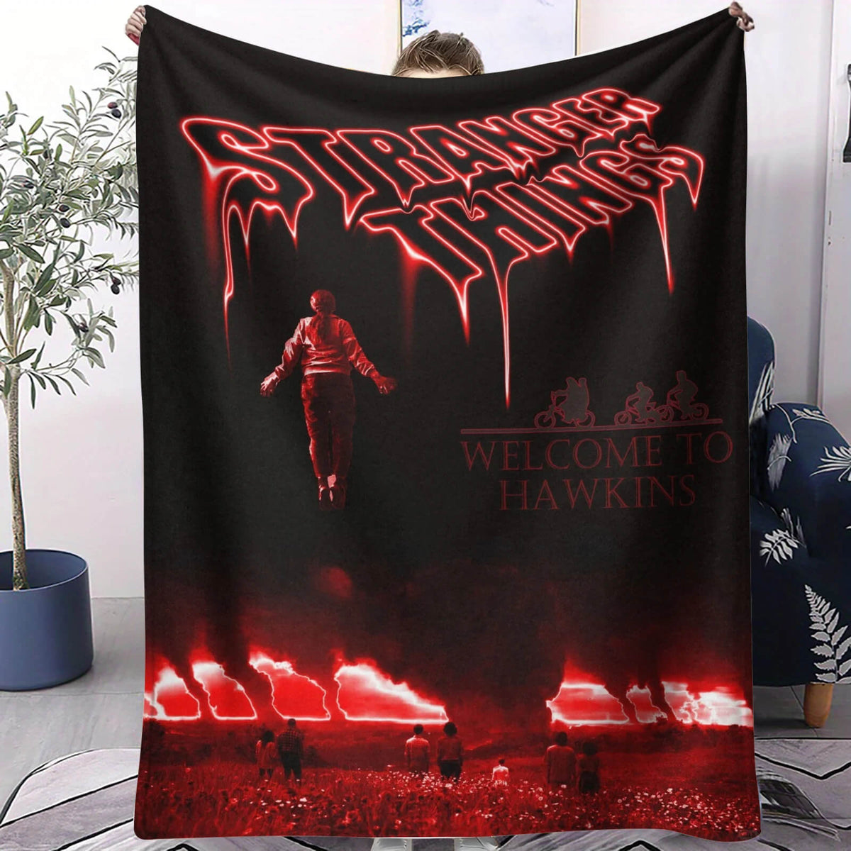 Stranger Things pattern blanket living room decor