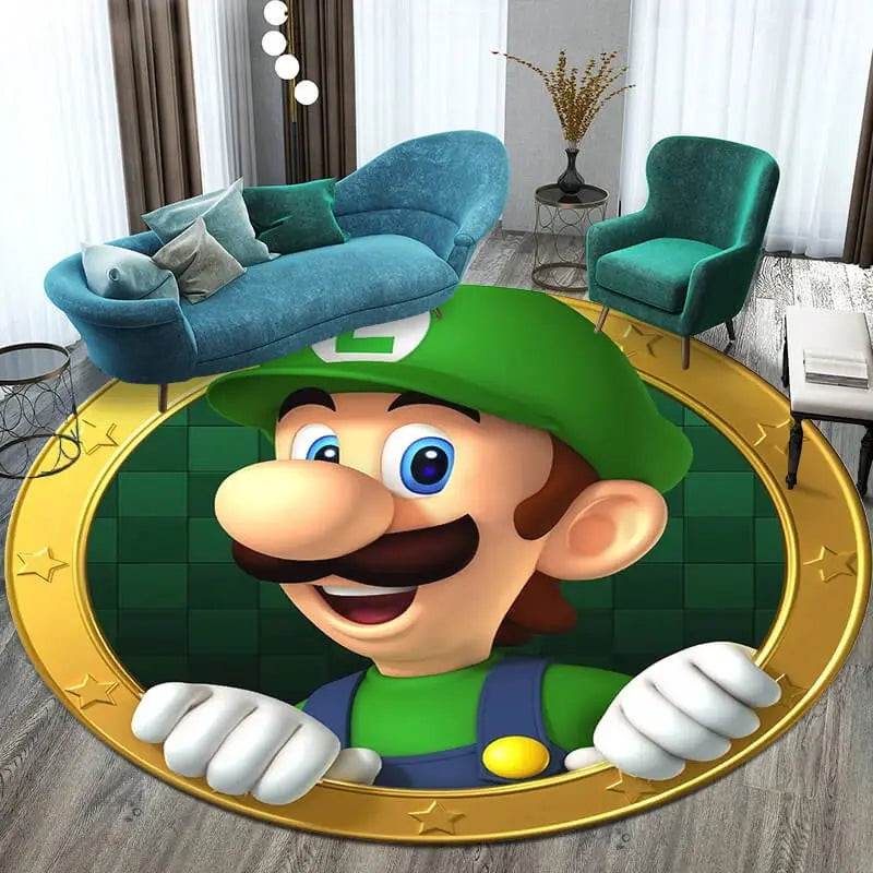 Soft round rug with non-slip base placed in a cozy living room