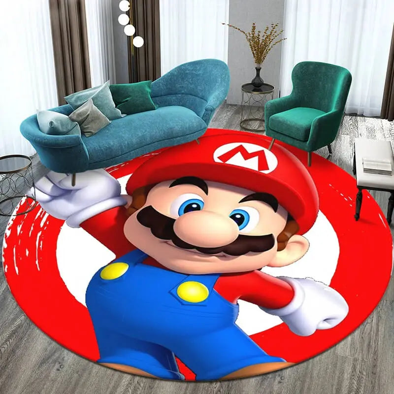 Soft round rug with non-slip base placed in a cozy living room