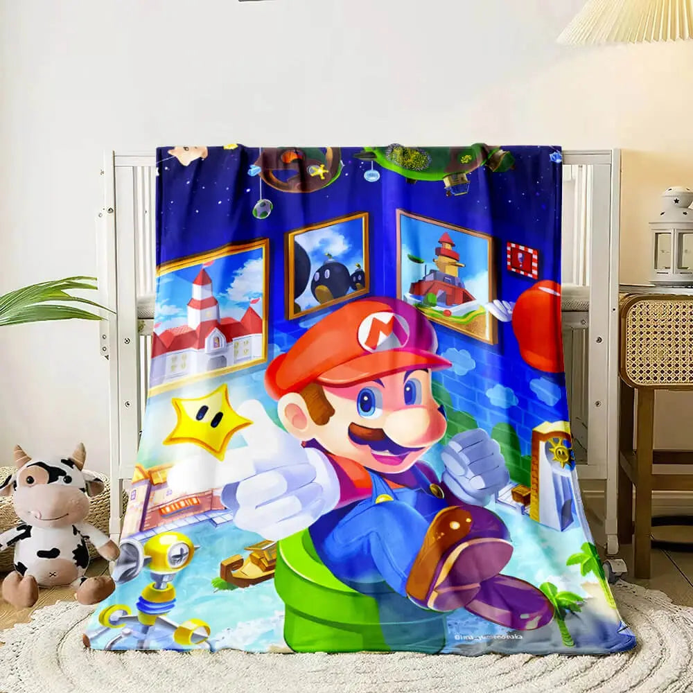 Super Mario Cartoon Kids Throw Blanket Zirconic