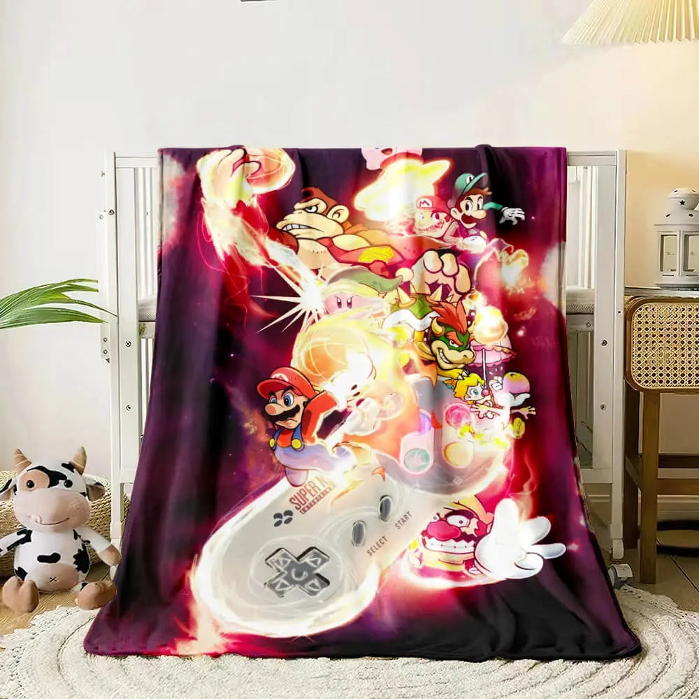 Super Mario Cartoon Throw Blanket Zirconic