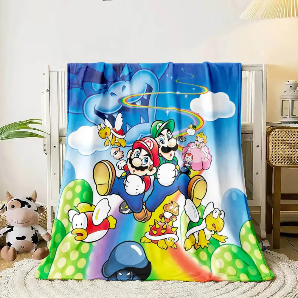 Super Mario Cartoon Kids Throw Blanket Zirconic