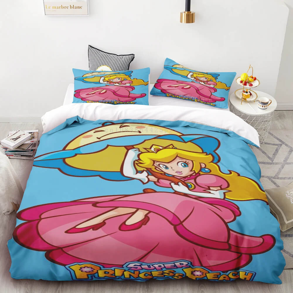 Princess Peach anime bedding set for kids