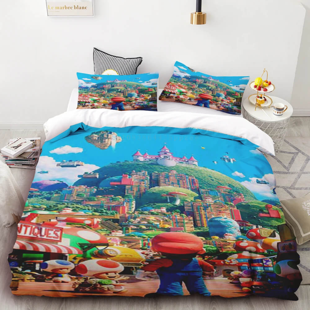 Princess Peach and Mario bedroom decor bedding