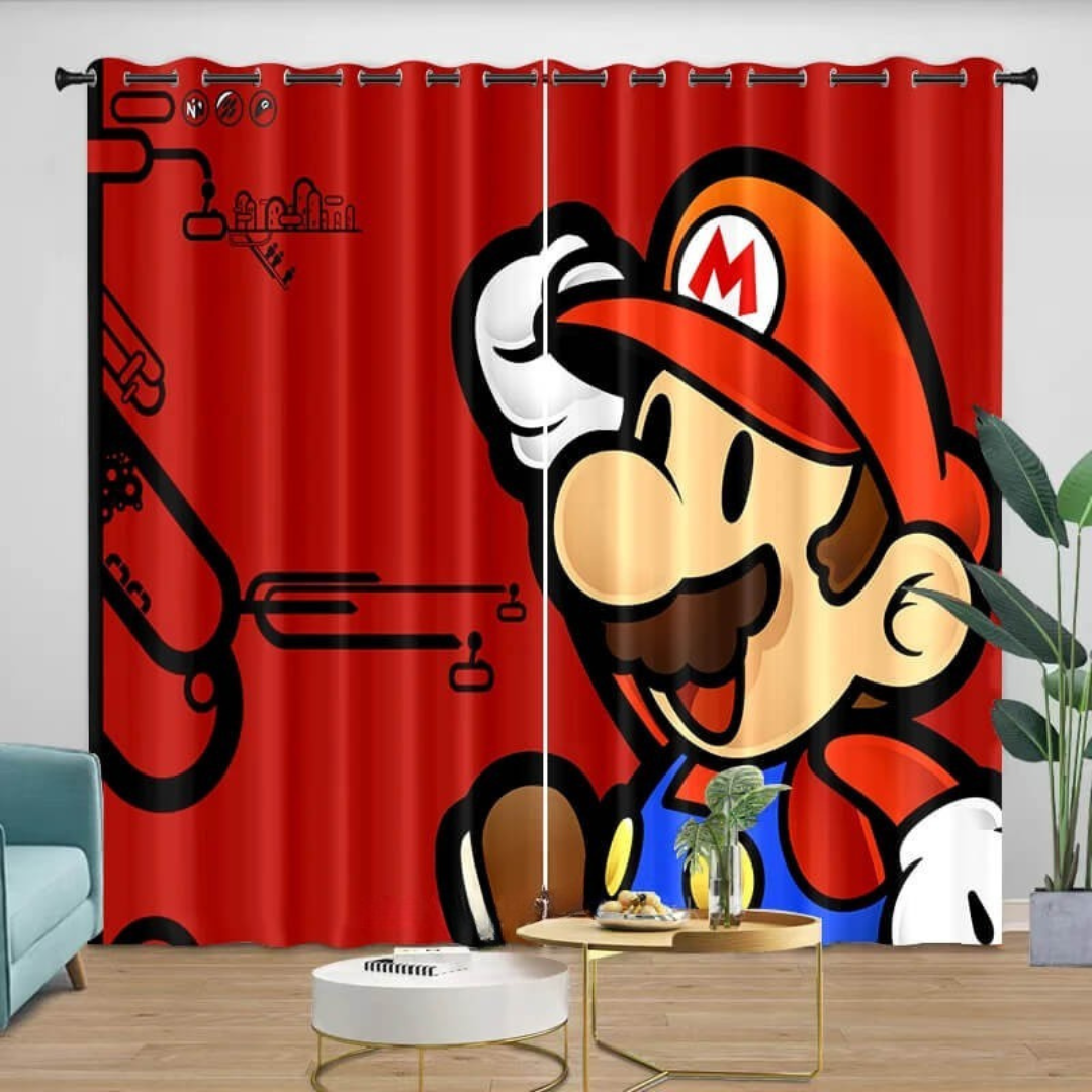 Super Mario cartoon blackout curtains for kids’ bedroom