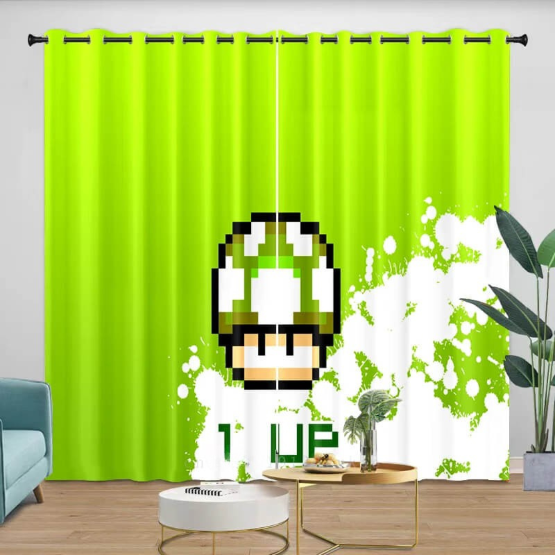 Cute blackout curtains with Super Mario design