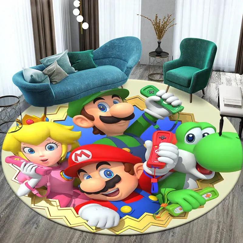 Soft round rug with non-slip base placed in a cozy living room