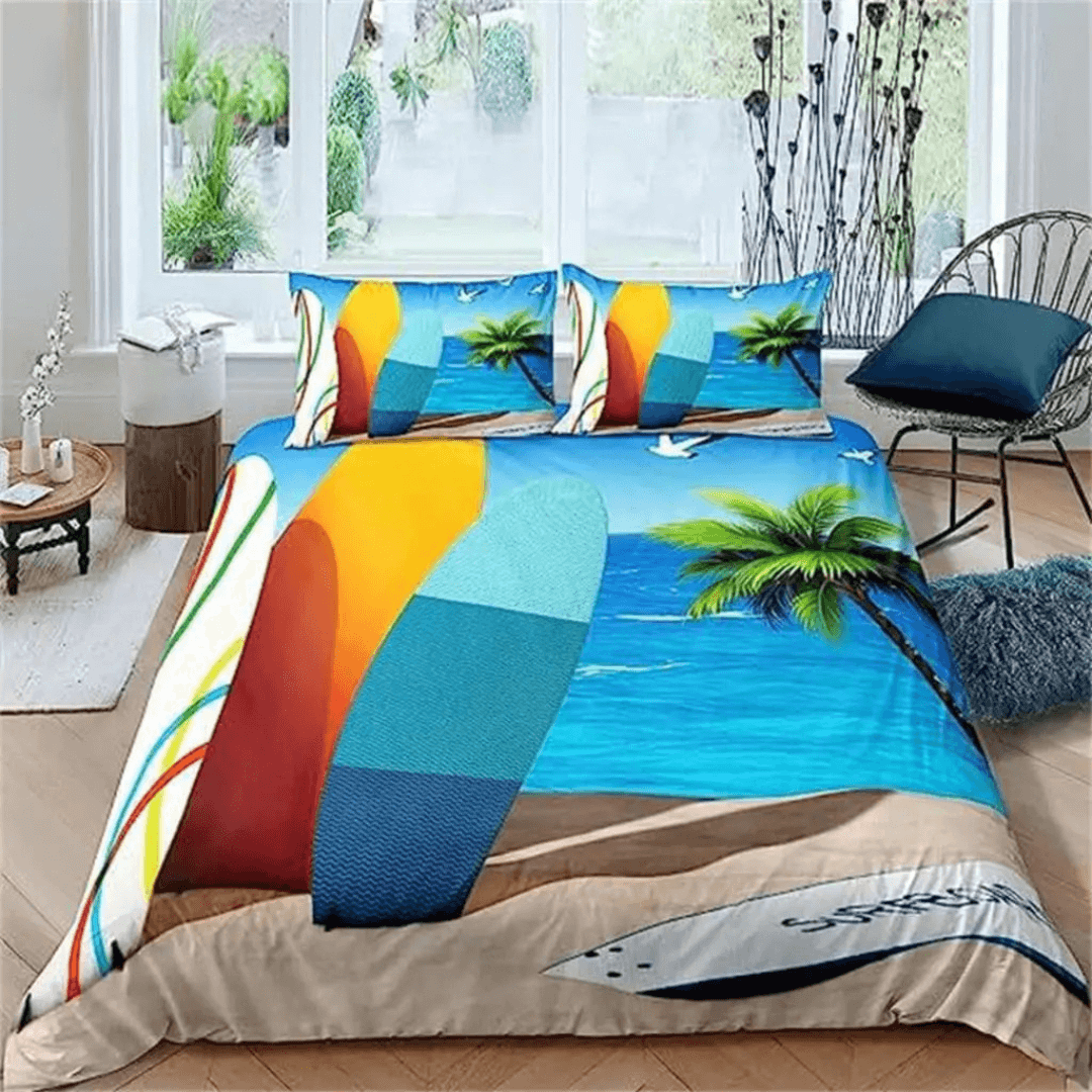 Surfboard bedding set for kids teens and adults