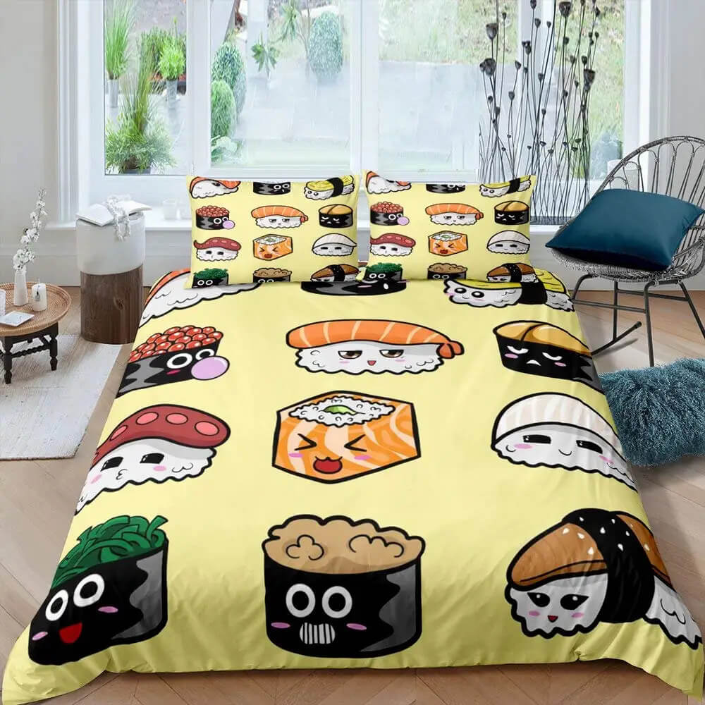 sushi kawaii bedding set