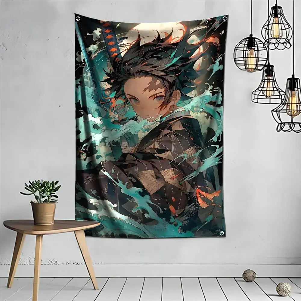 Tanjiro Kamado sword slayer anime wall hanging

Demon Slayer textile poster of Tanjiro

Japanese anime wall decor featuring Tanjiro Kamado

HD manga tapestry with Tanjiro’s water breathing stance

Anime room hanging print – Tanjiro Kamado action art