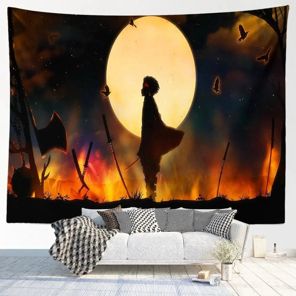 Tanjiro Kamado Demon Slayer anime wall tapestry

HD printed tapestry of Tanjiro with sword in action

Polyester fabric Tanjiro wall hanging for bedrooms

Tanjiro anime artwork tapestry for fans

Epic Demon Slayer Tanjiro room decor wall art