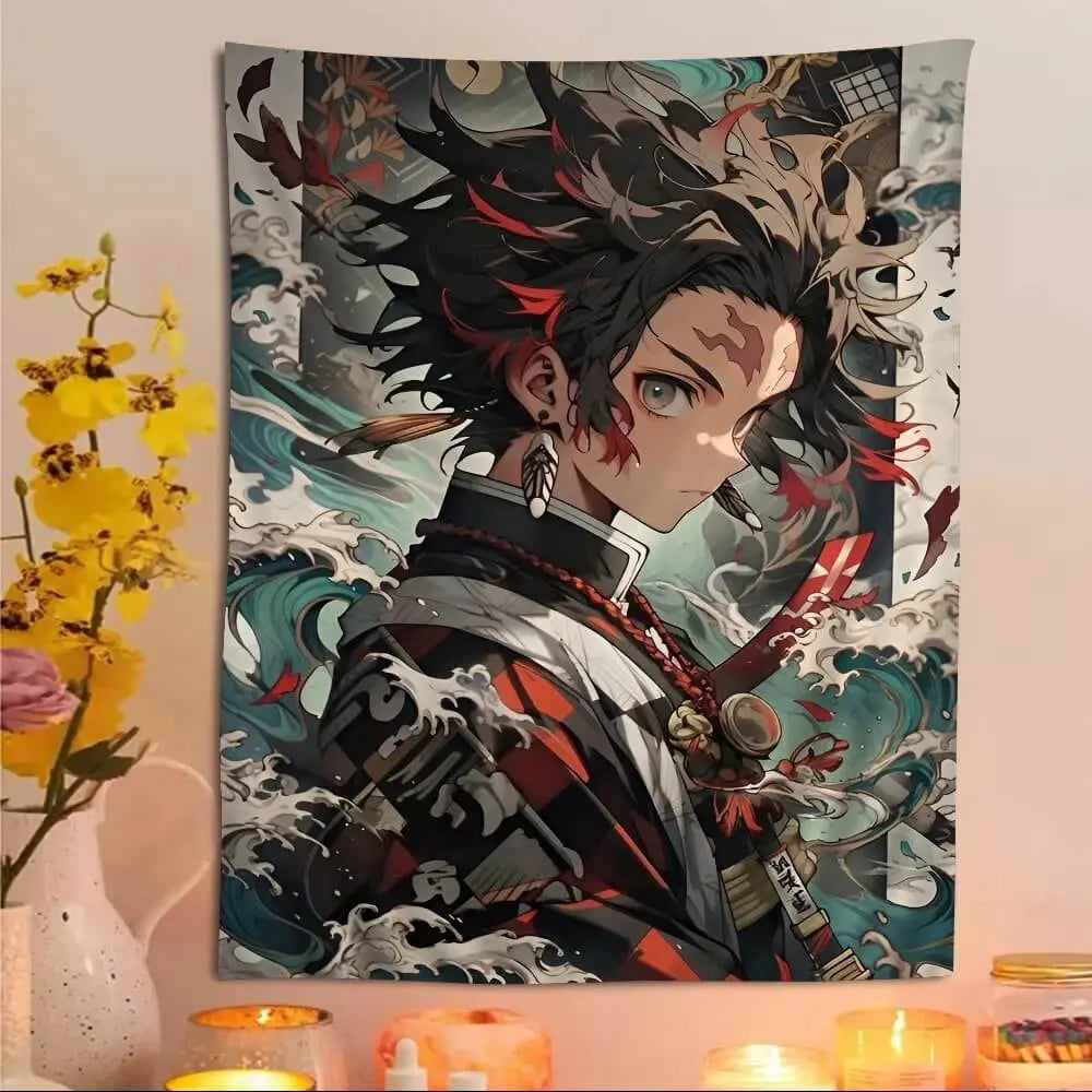 Tanjiro Kamado anime wall tapestry flame style

Demon Slayer HD print Tanjiro home decor

Tanjiro sword stance polyester wall hanging

Anime wall art featuring Tanjiro Kamado

Flame-breathing Tanjiro backdrop for bedroom