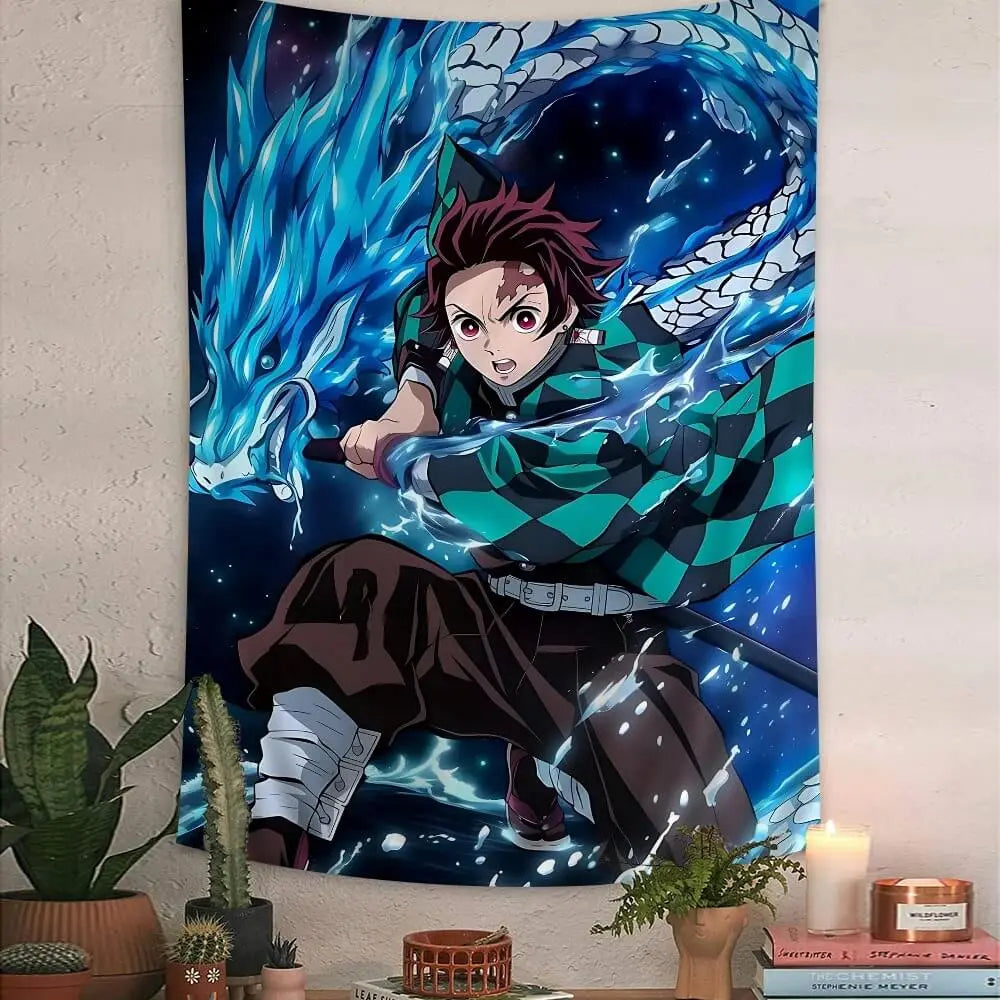 Tanjiro Water Breathing Blue Dragon Wall Tapestry

Demon Slayer Anime Action Scene Wall Art

Blue Dragon Wave Strike Anime Tapestry

Tanjiro Kamado Fabric Poster for Bedroom

HD Dragon Water Attack Anime Hanging