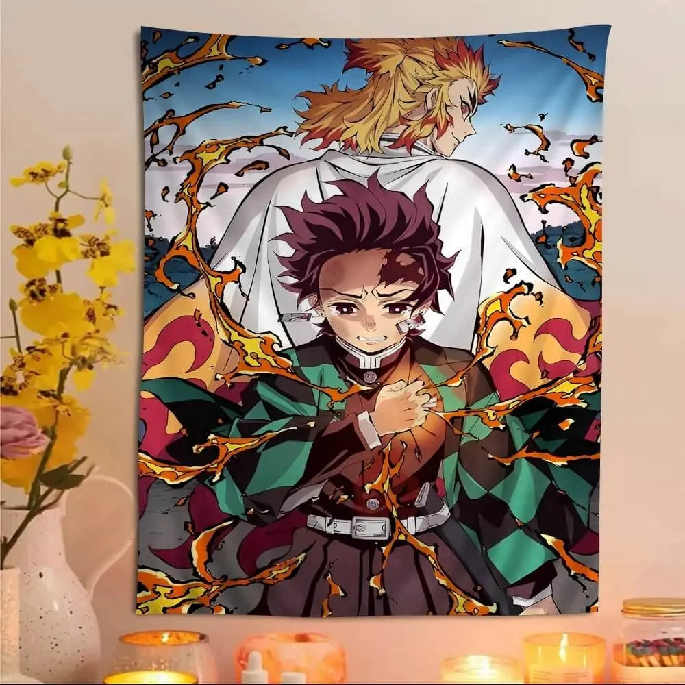Demon Slayer Tanjiro and Rengoku Wall Tapestry

Fire and Water Duo Anime Hanging Art

HD Flame Hashira & Tanjiro Kamado Tapestry

Anime Room Decor Tanjiro with Rengoku Design

Polyester Anime Tapestry for Otaku Spaces