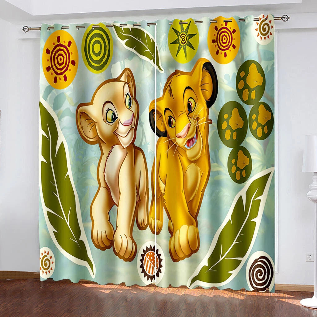 Blackout curtains with Simba artwork