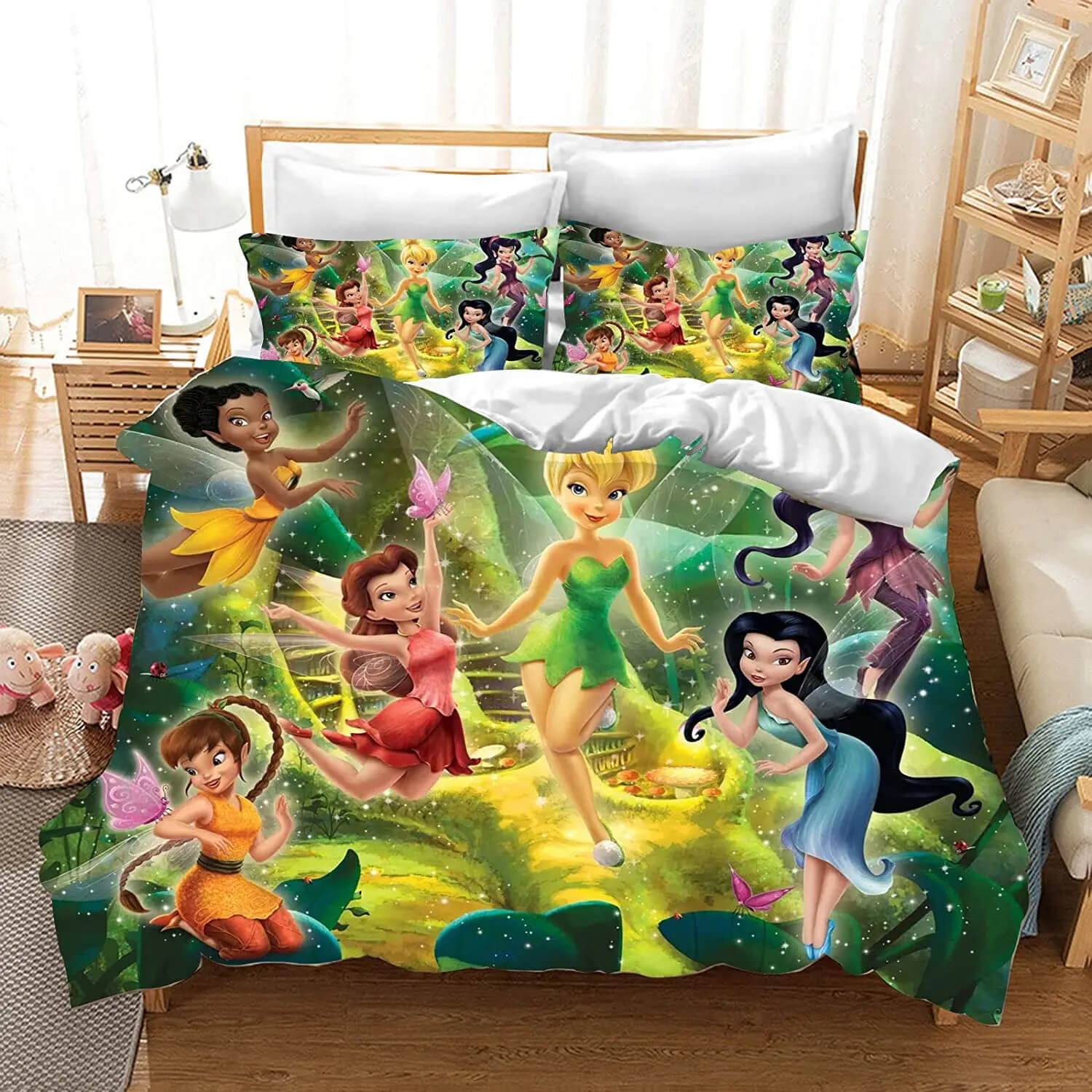 Cartoon Tinker Bell bed linen set for kids bedroom