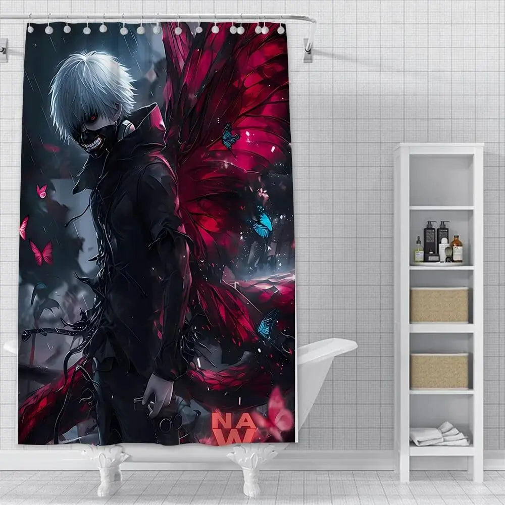 Haunting Tokyo Ghoul bathroom curtain for anime fans