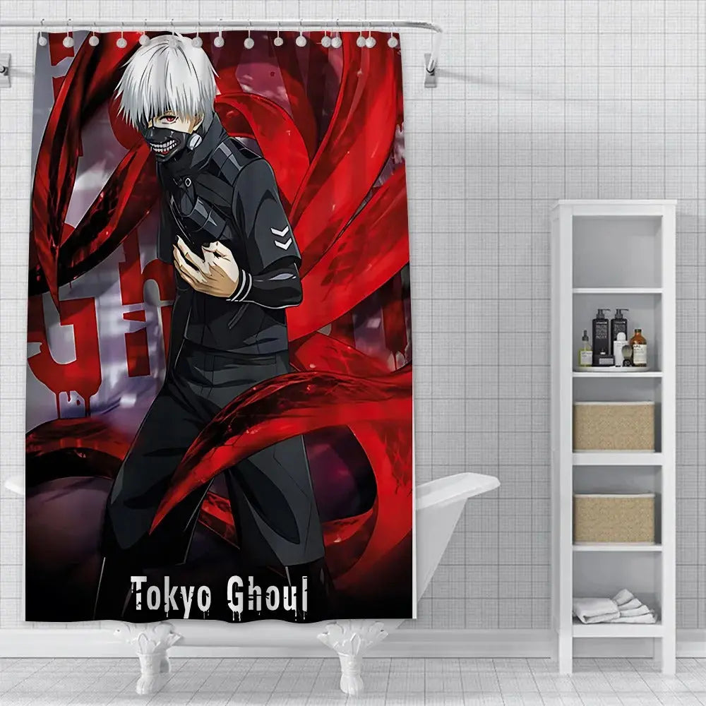 3D waterproof bath curtain with Ken Kaneki design