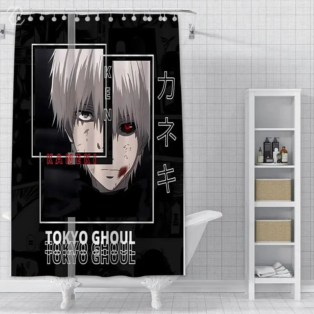 Vibrant Ken Kaneki 3D curtain for horror anime lovers