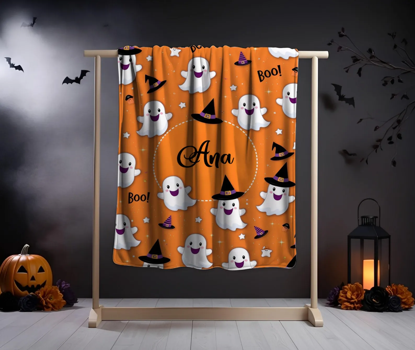 Trick or treat season decor blanket