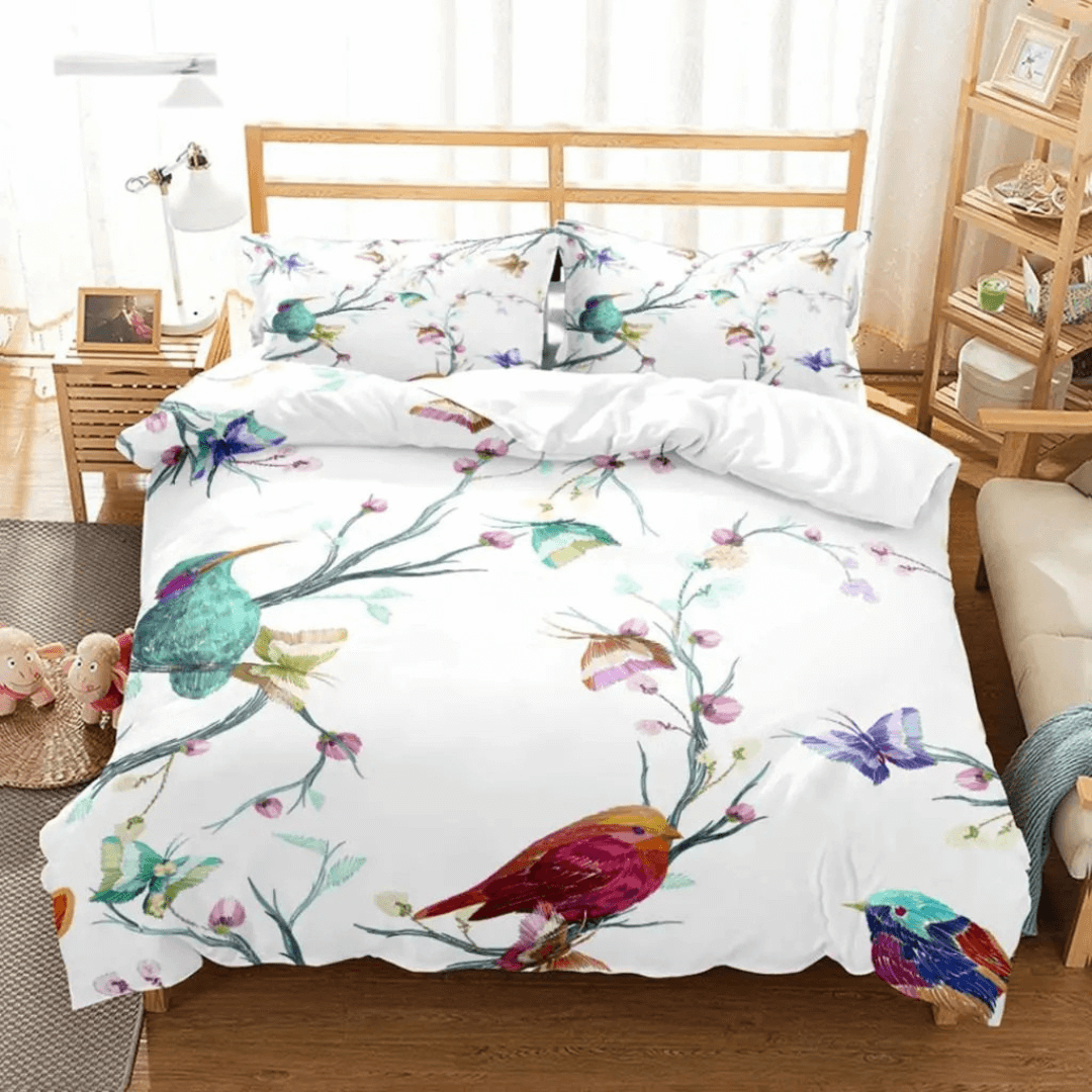 Vibrant watercolor floral quilt cover design