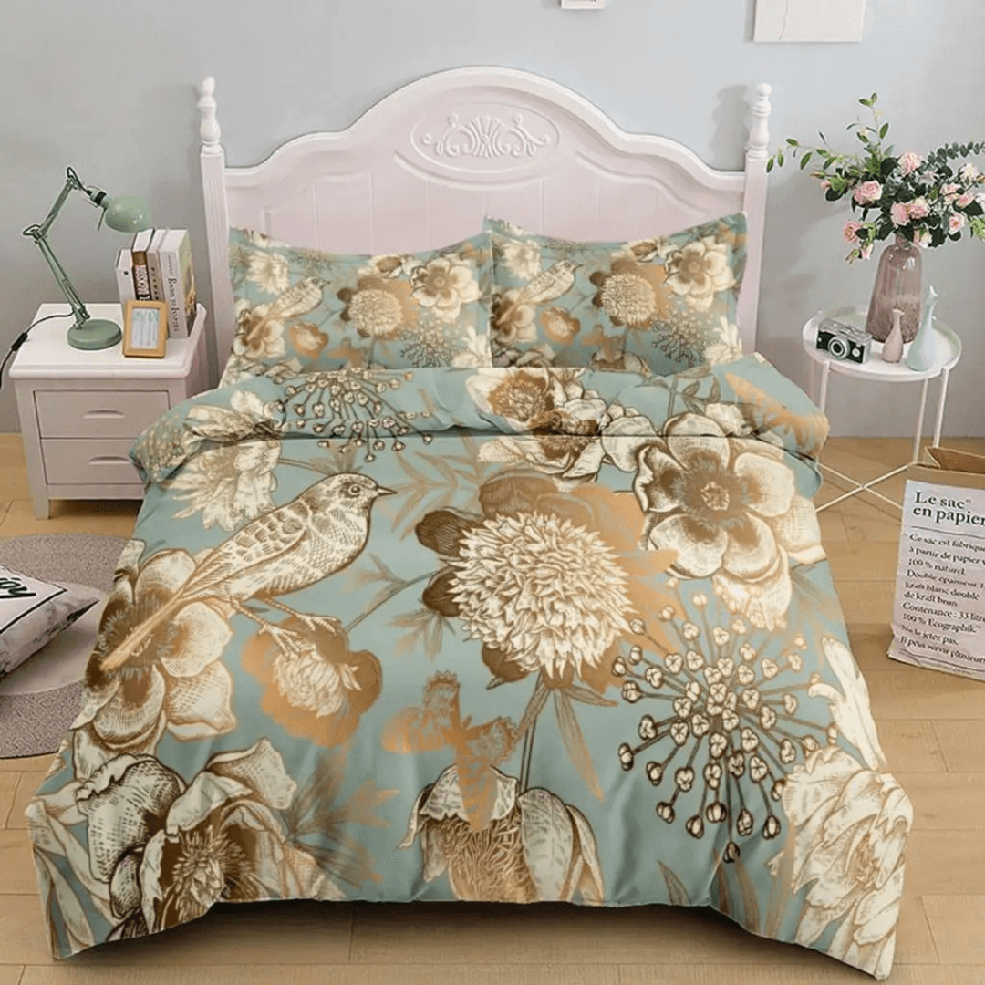 Kids tropical bird bedding set with pillow shams