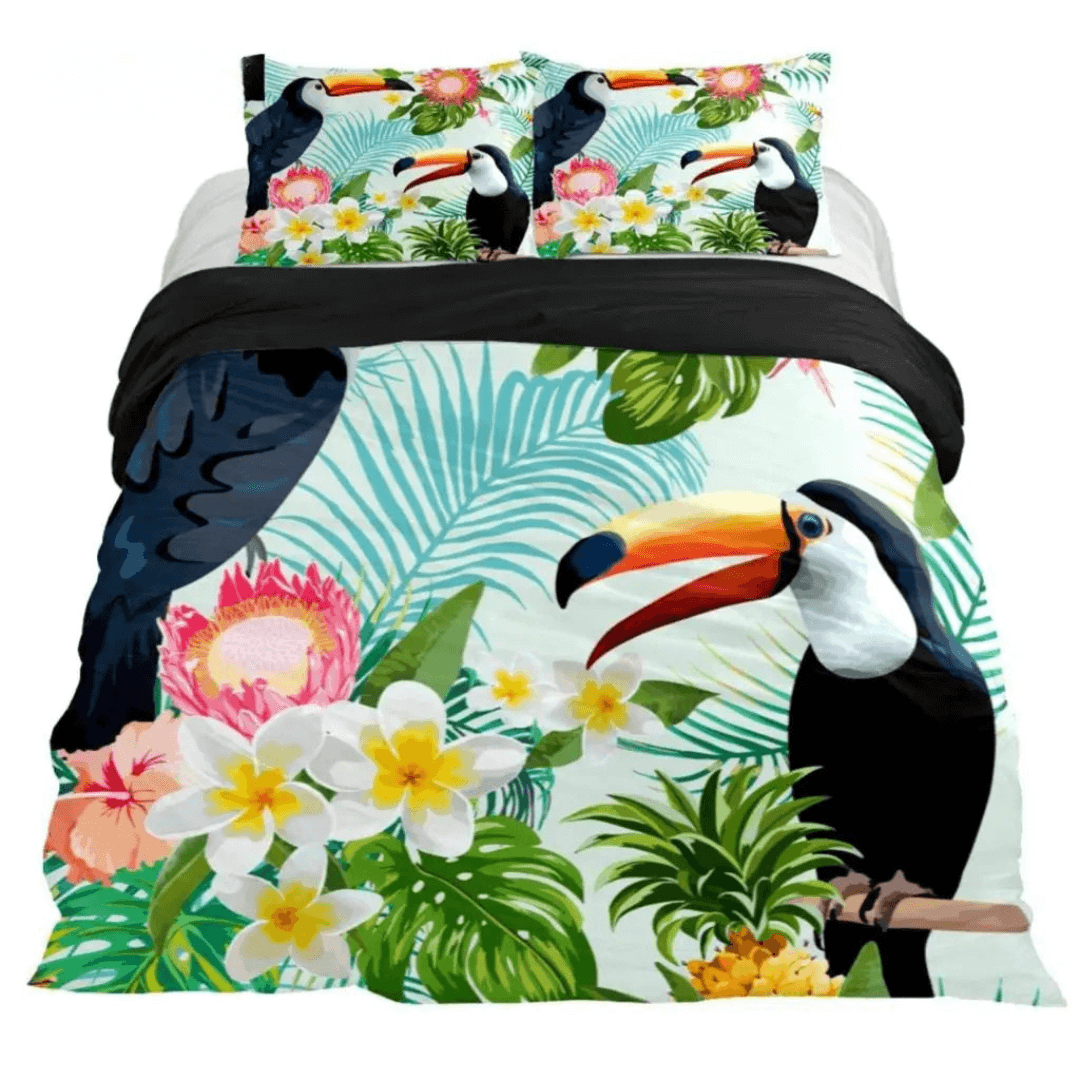 Summer tropical bedding with hummingbird design
