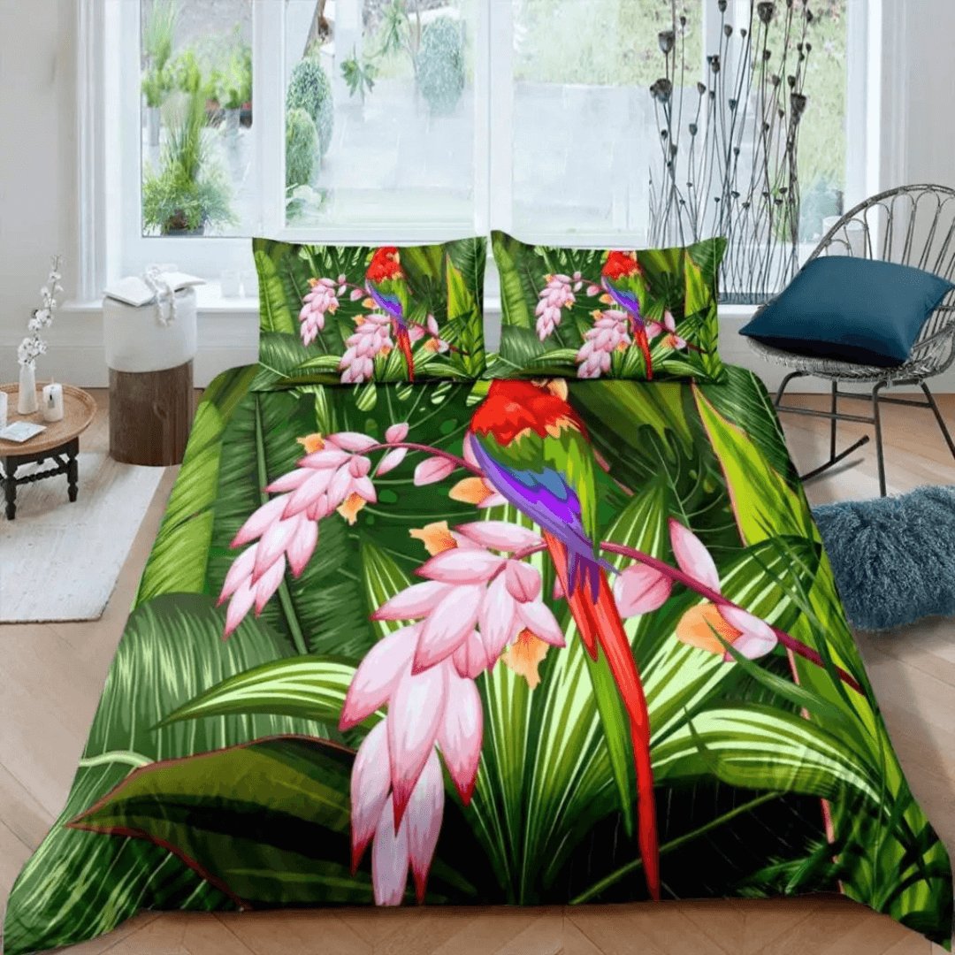 Twin bed watercolor hummingbird quilt cover