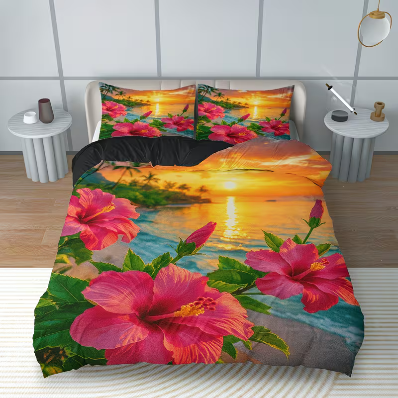 hibiscus flower doona cover 