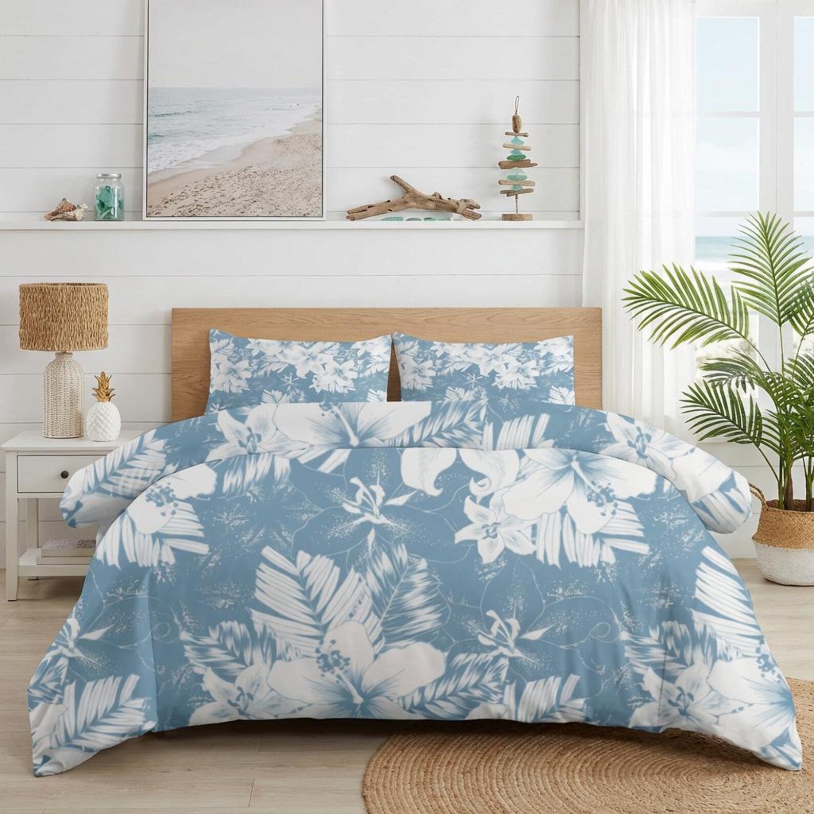 blue hibiscus duvet cover