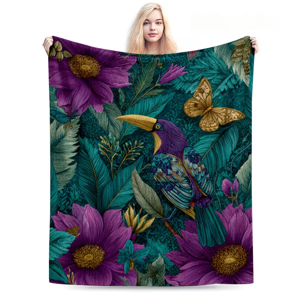 soft tropical floral throw blanket