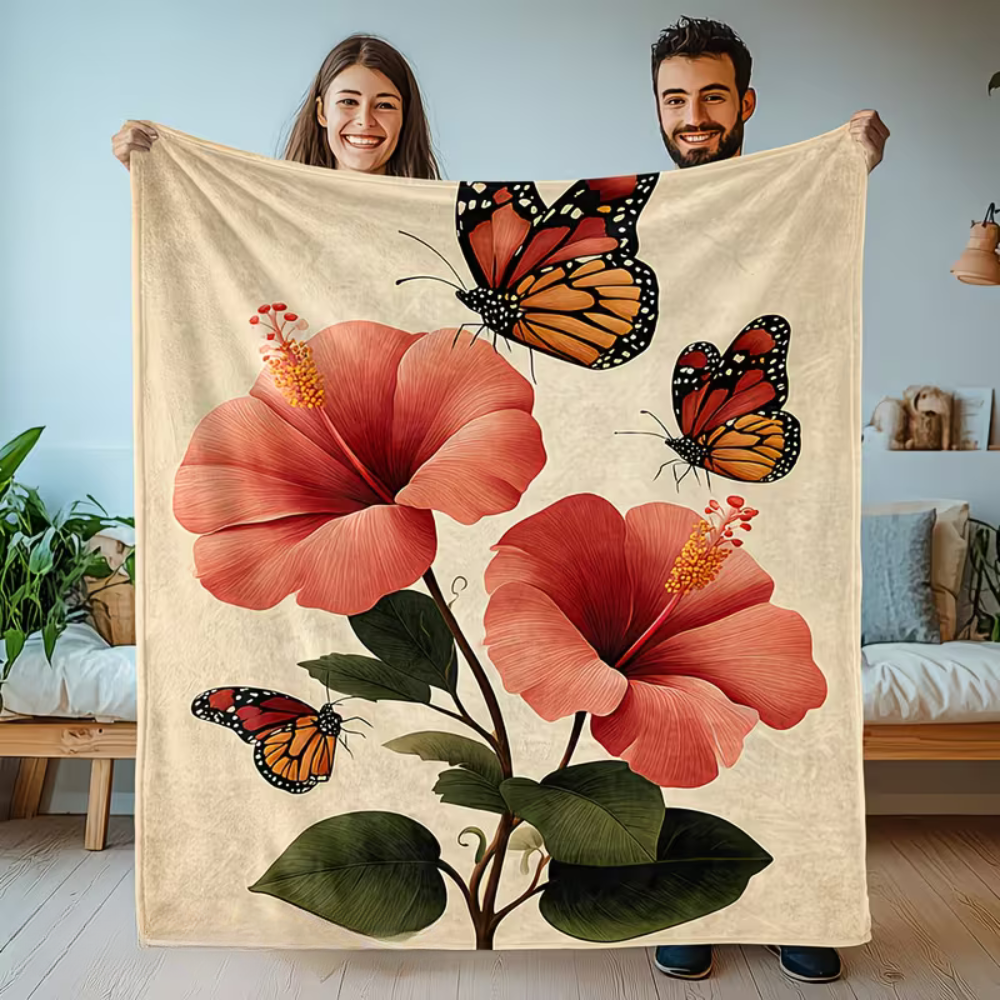 tropical hibiscus blanket soft floral flannel throw
