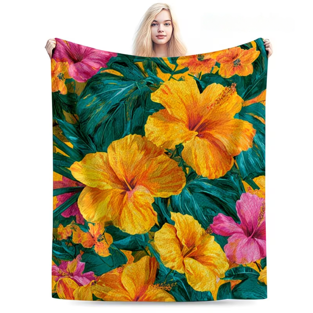 tropical flower throw blanket cozy design