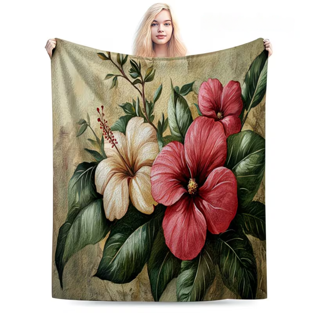 tropical floral blanket plush cozy fabric