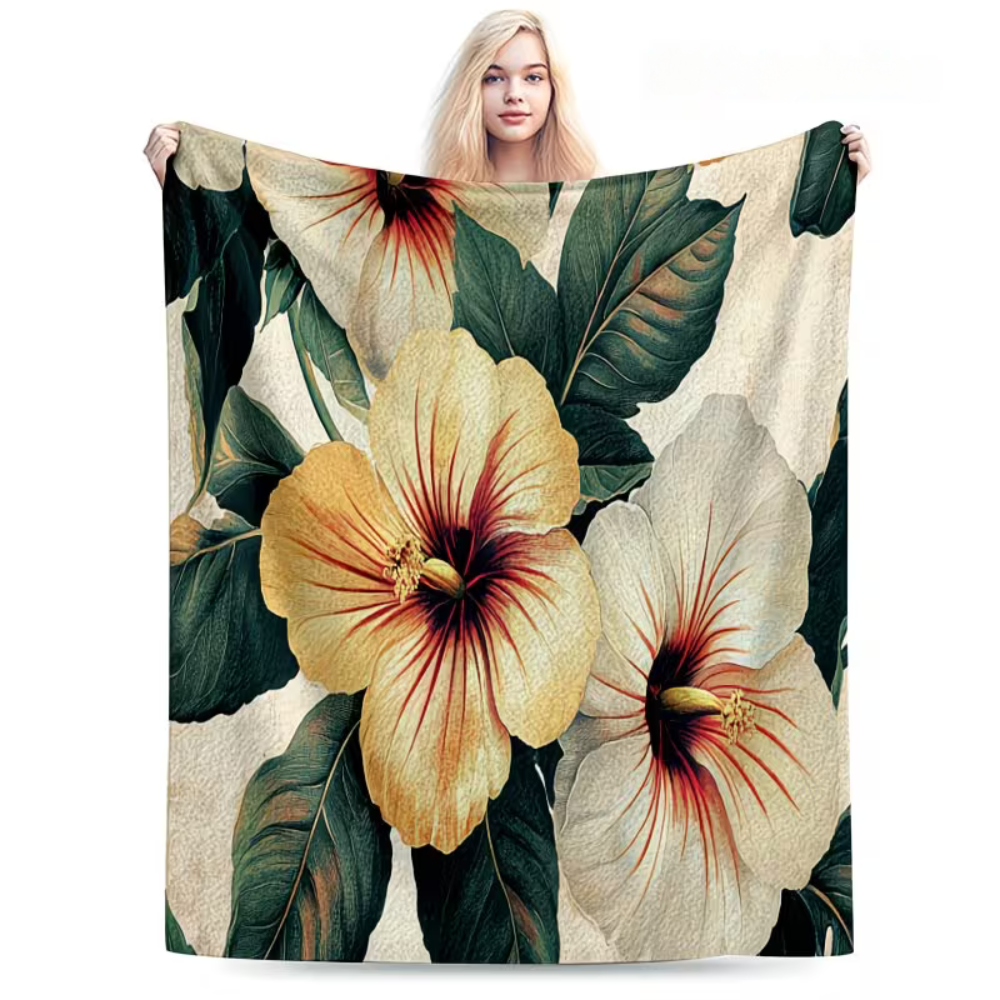 floral flannel blanket soft plush texture