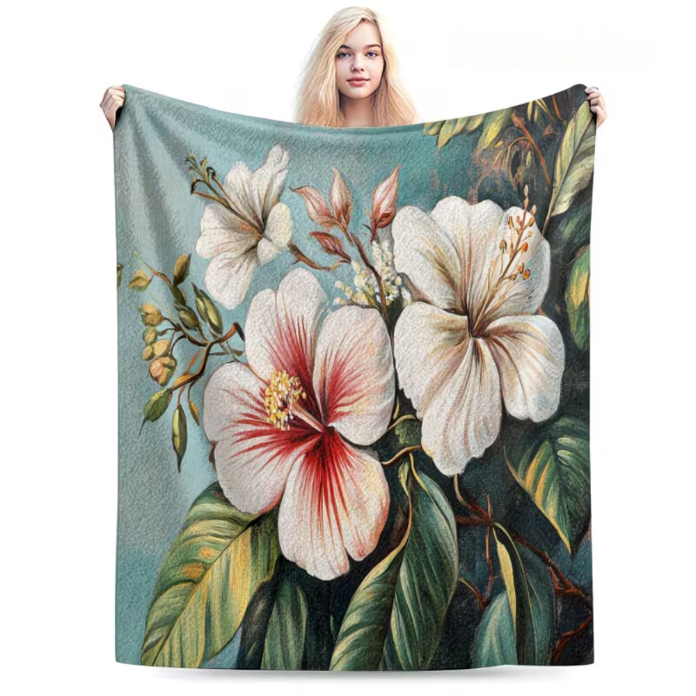 cozy hibiscus blanket for bedroom