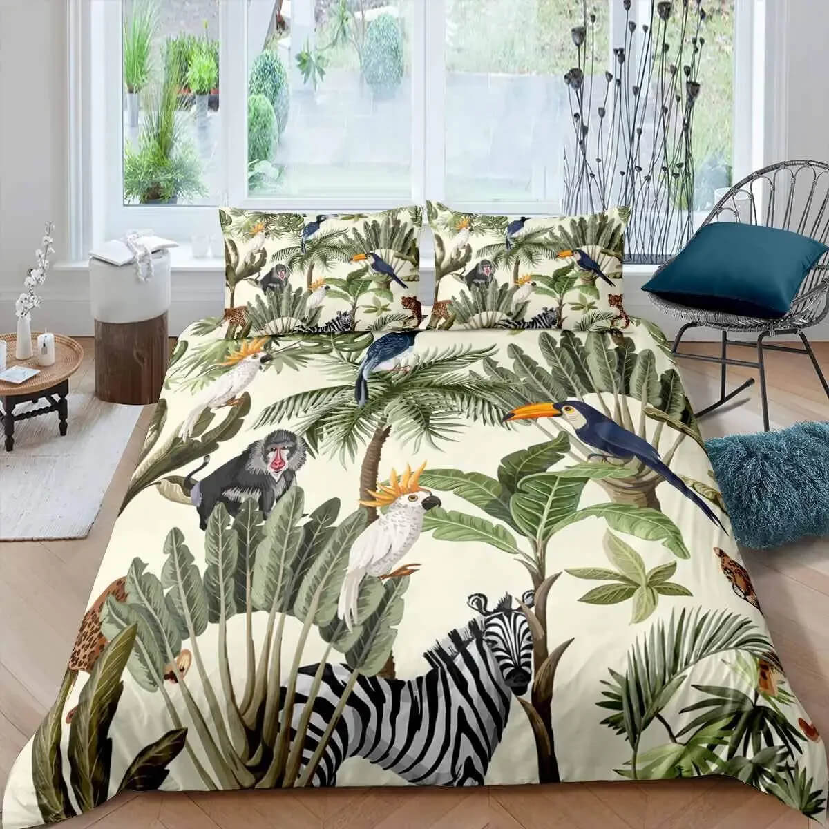 tropical parrot bedding set