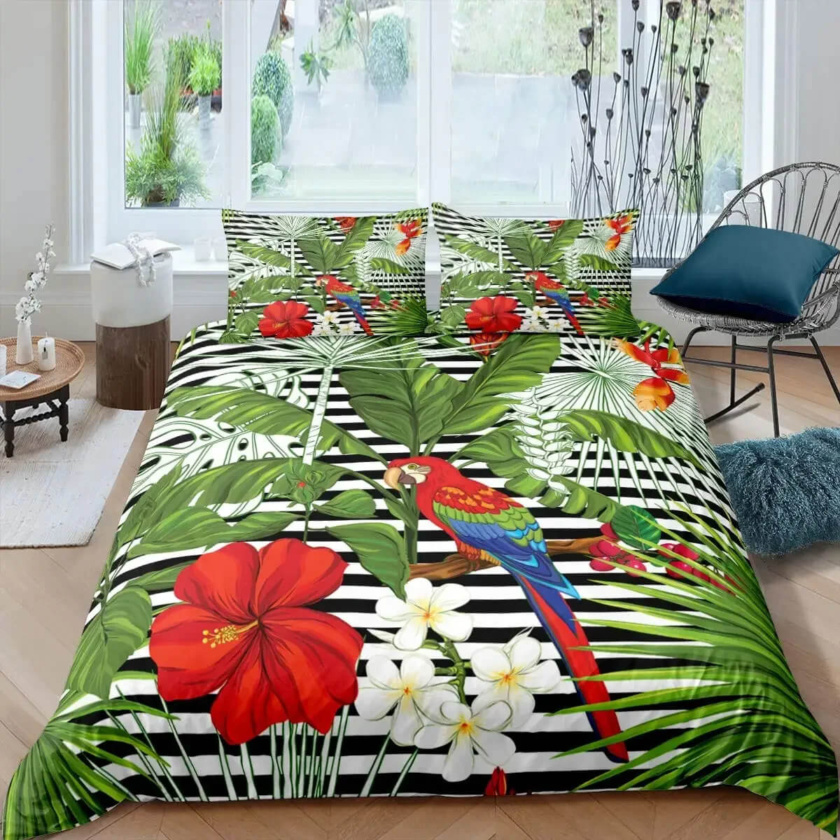 tropical parrot bed set design