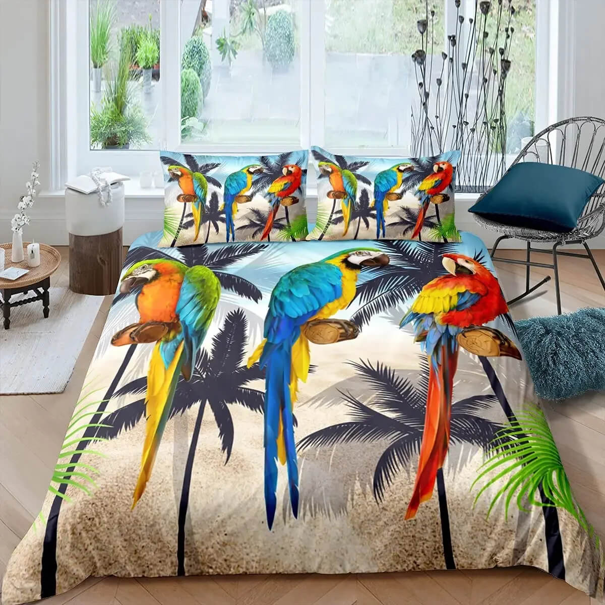 colourful parrot quilt cover for bird fans
