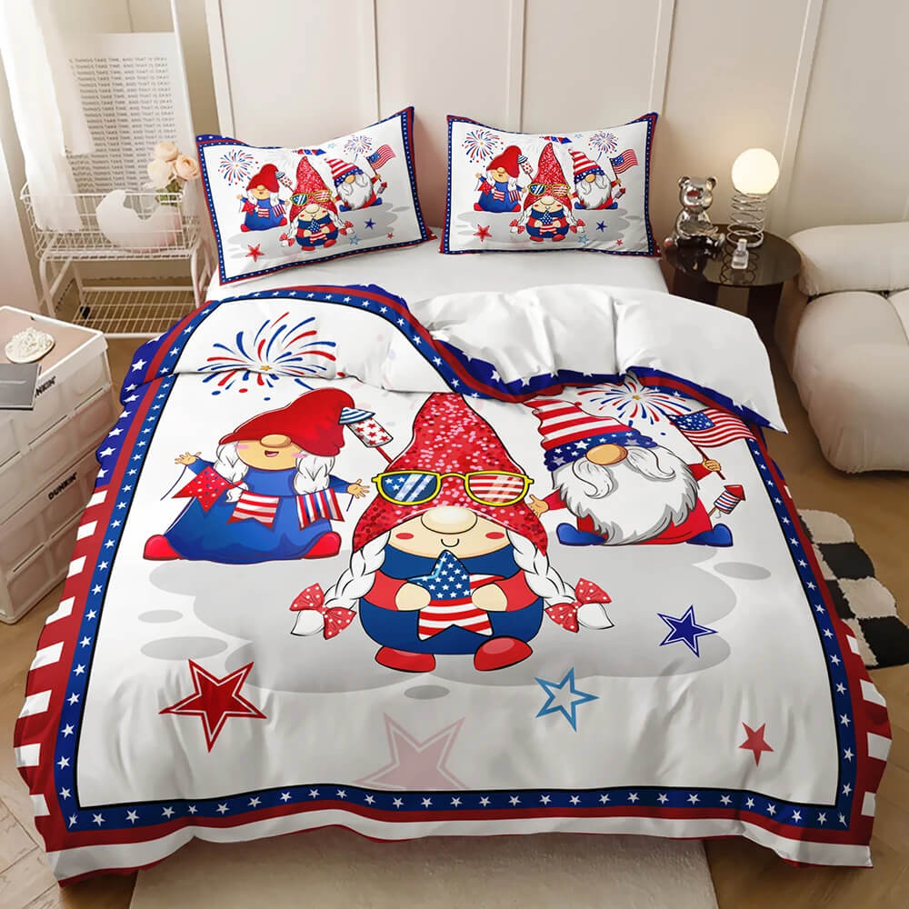 Cartoon Dwarf USA patriotic duvet cover