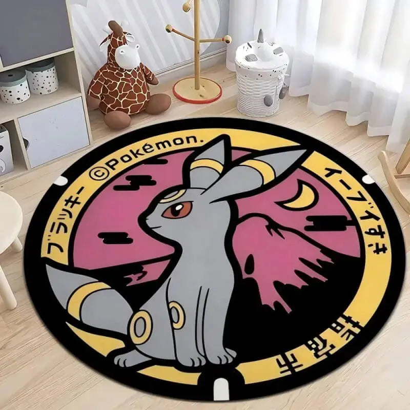 Soft round rug with non-slip base placed in a cozy living room
